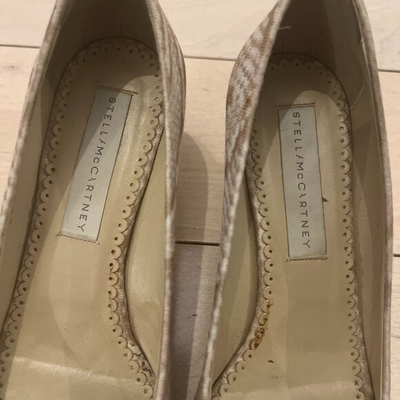 Stella McCartney Fabric Snakeskin Print Kitten Heels | Cream & Beige - Picture 3 of 4